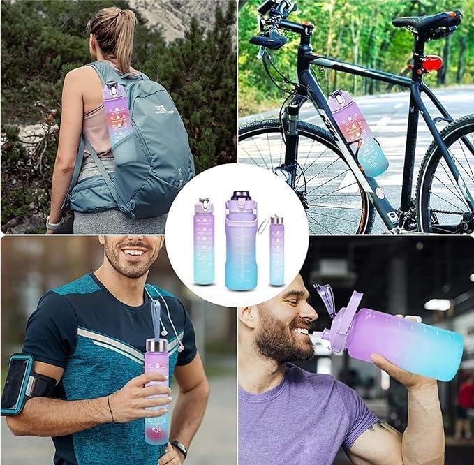 3 Pcs Gradient Water Bottles ABS Multicolor Hydration Set