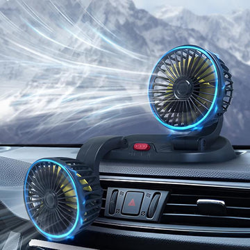 12v Car Dashboard cooling fan, dual head fan 360 degree rotation Fan for Cars